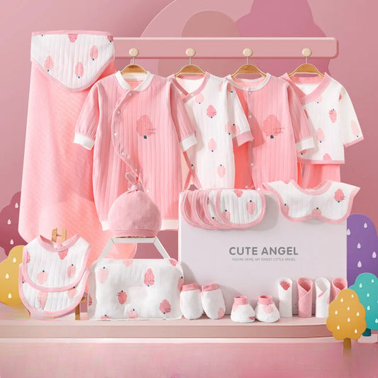 Buy Cute Angel, 25 PCs Newborn Baby Gift Box Pink & White at Myneemoe Online In India