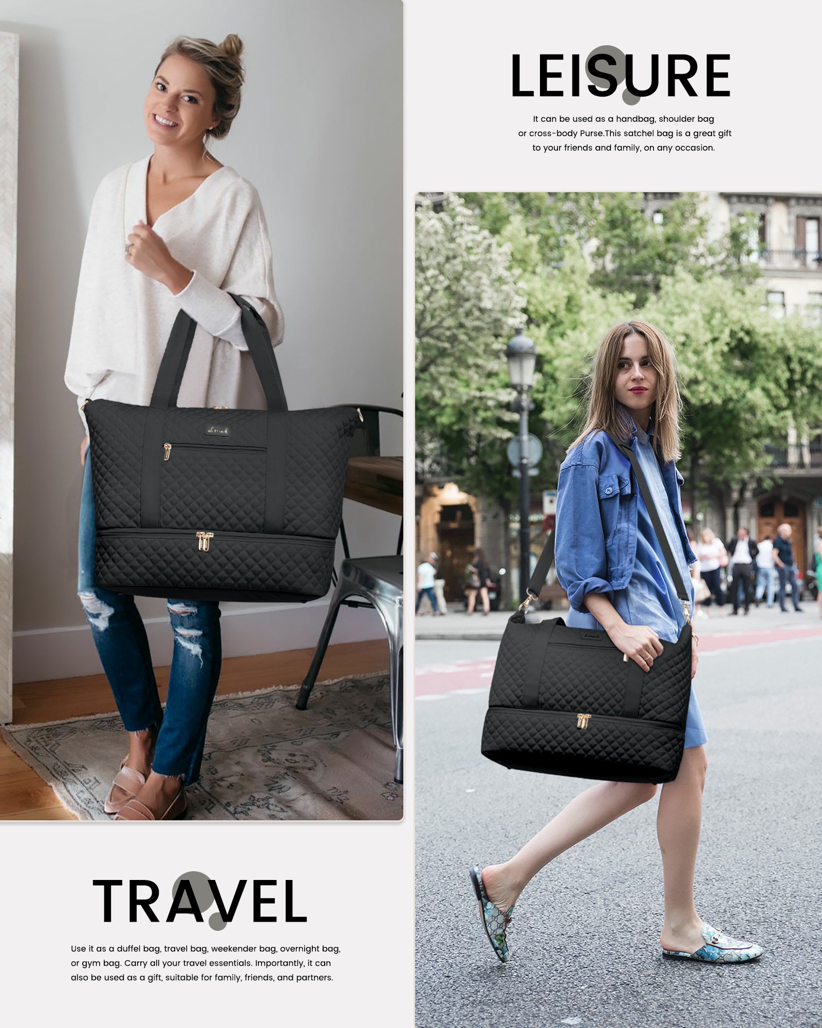 Buy MyneeMoe Lovevook Multipurpose 3-Piece Black Travel Set for Weekend & Overnight Trips - Travel & Tote Bags at MyneeMoe Online In India
