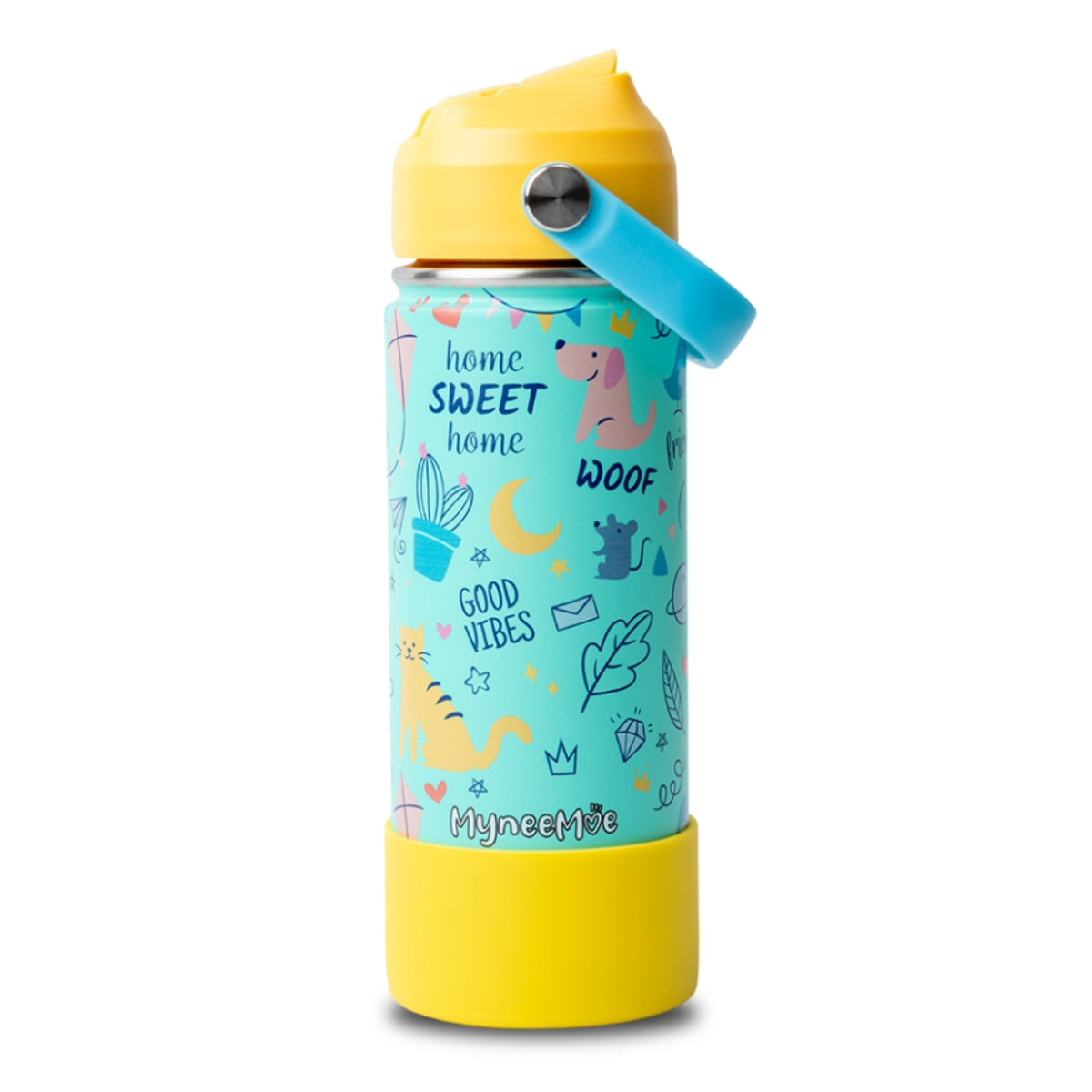 Buy MyneeMoe MyneeMoe Zippy 550ml Steel Water Bottle for Kids – Perfect for School & Travel Good Vibes - Water Bottle at MyneeMoe Online In India