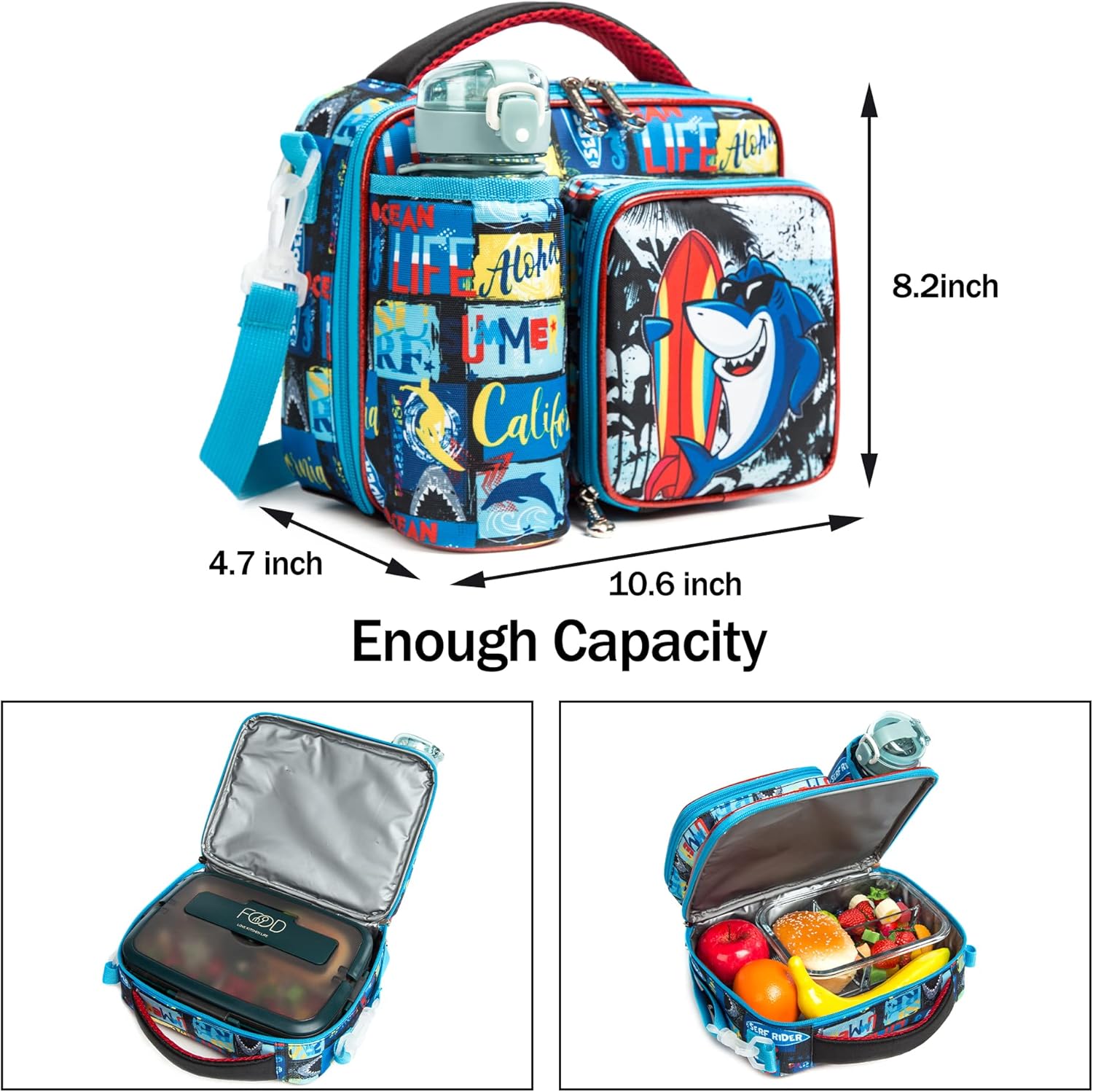 Buy MyneeMoe Foodie Friend Insulated Lunch Bag – Durable School & Travel Lunch Tote (Shark Voyager) - Lunch Bag at MyneeMoe Online In India