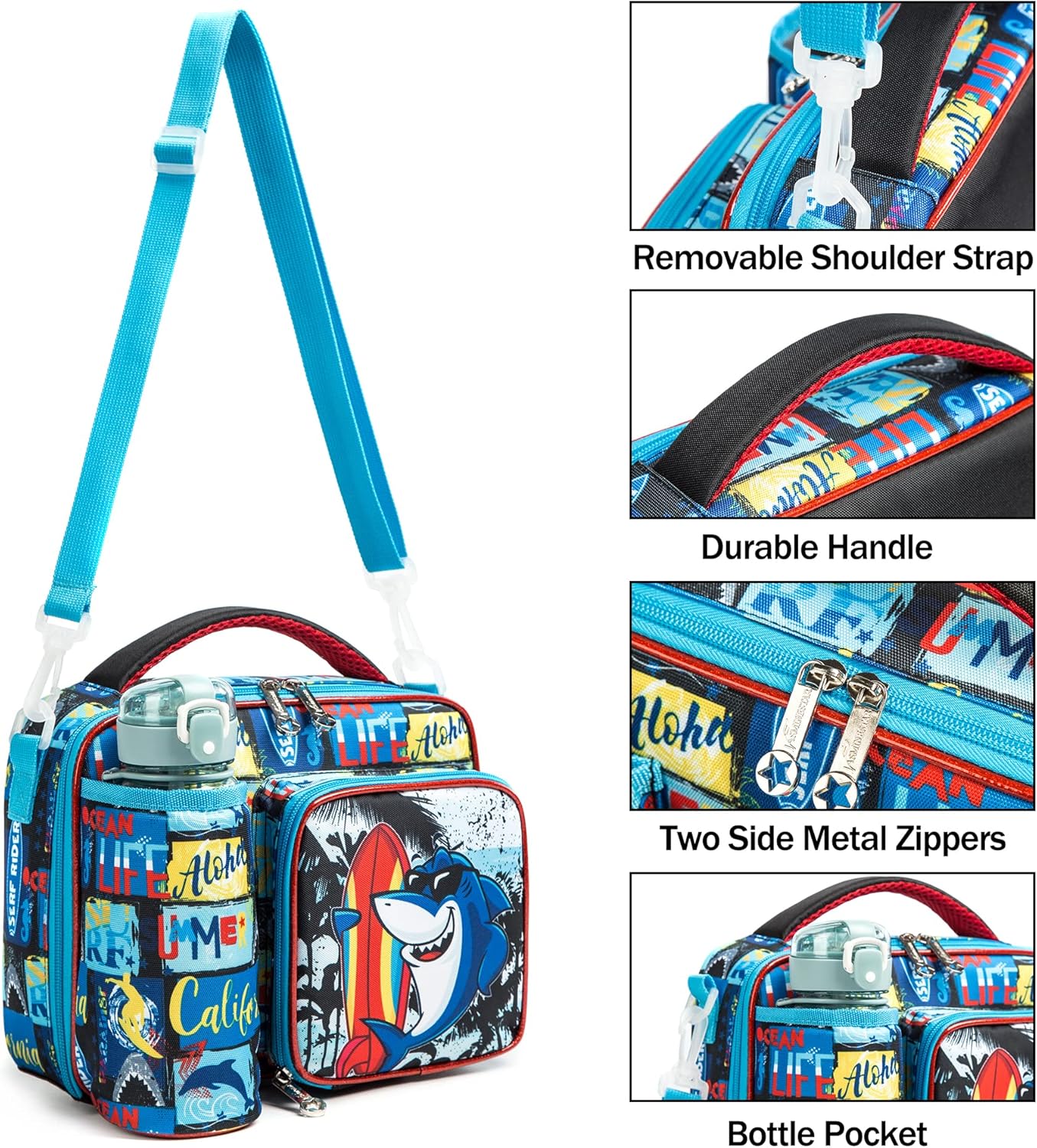 Buy MyneeMoe Foodie Friend Insulated Lunch Bag – Durable School & Travel Lunch Tote (Shark Voyager) - Lunch Bag at MyneeMoe Online In India