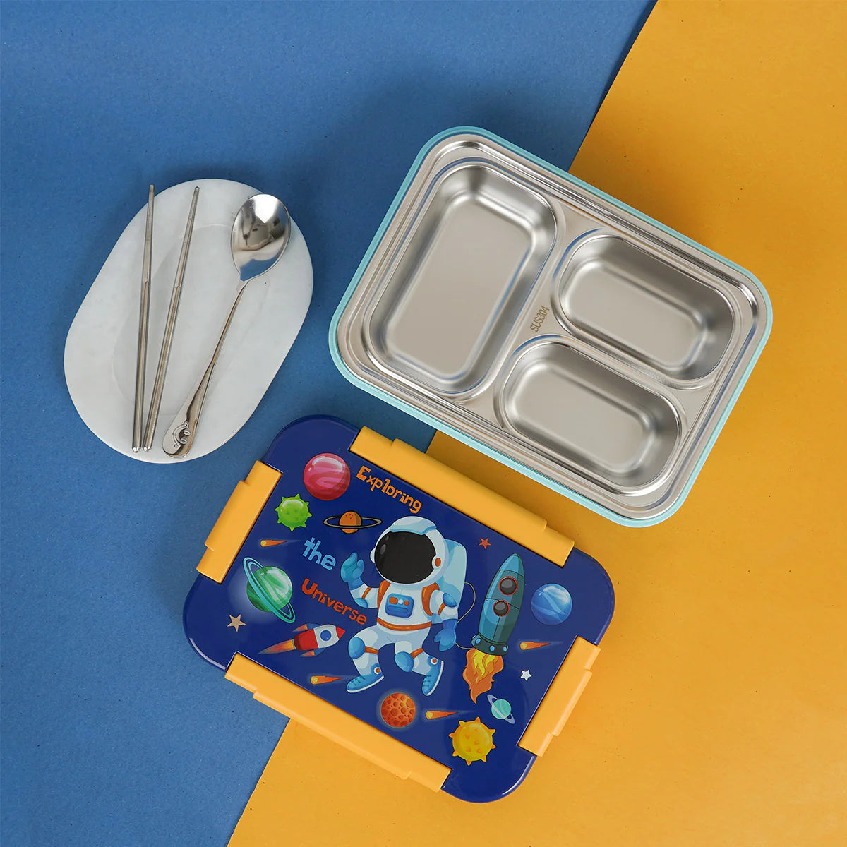 Buy Starlight 100% Spill-Proof 3 Compartment Lunch Box Space at MyneeMoe Online In India