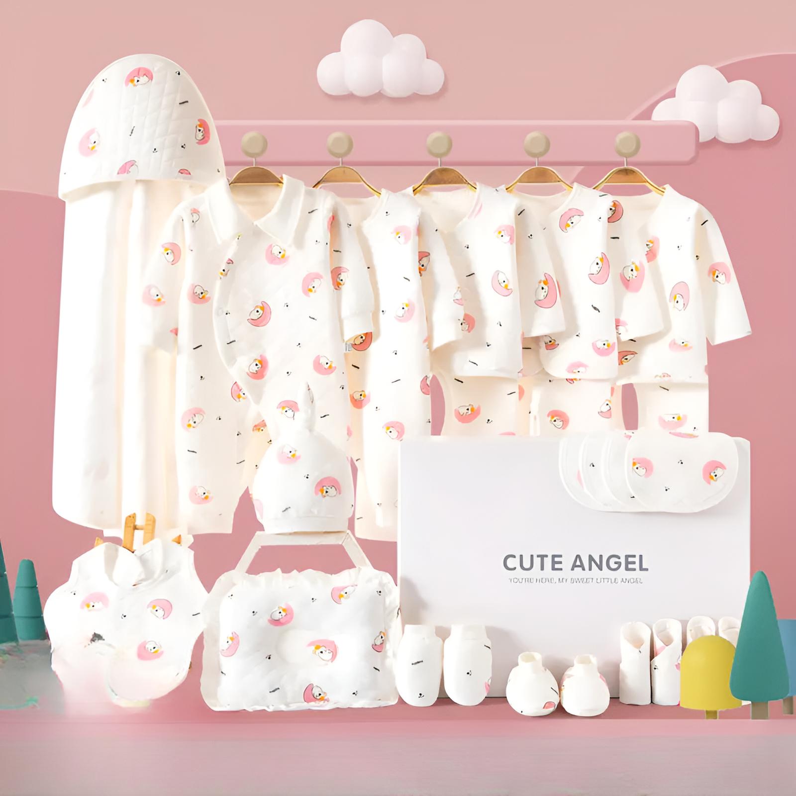 Buy MyneeMoe Angel’s Dream 25 Piece Baby Gift Set – Perfect for Newborns & Baby Showers White & Pink - at MyneeMoe Online In India