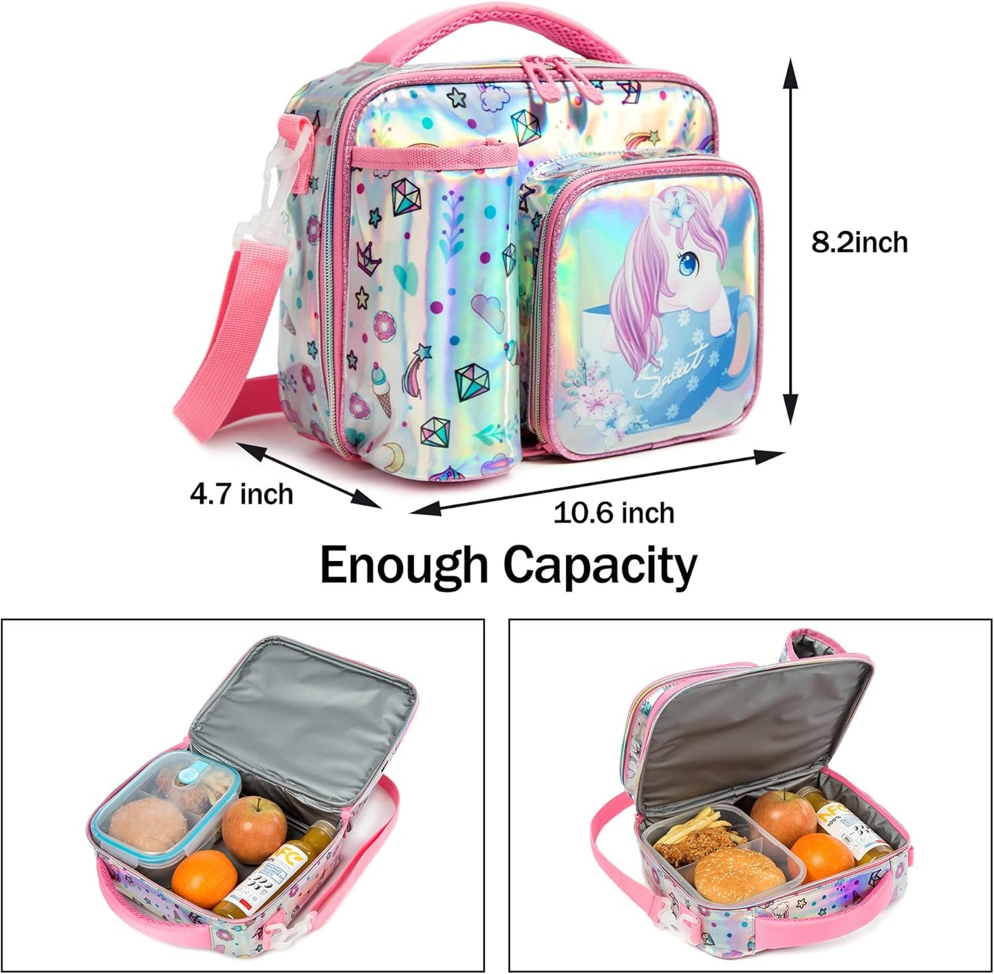 Buy Foodie Friend Insulated Lunch Bag: Perfect for School & Travel (Luminous Unicorn) at MyneeMoe Online In India