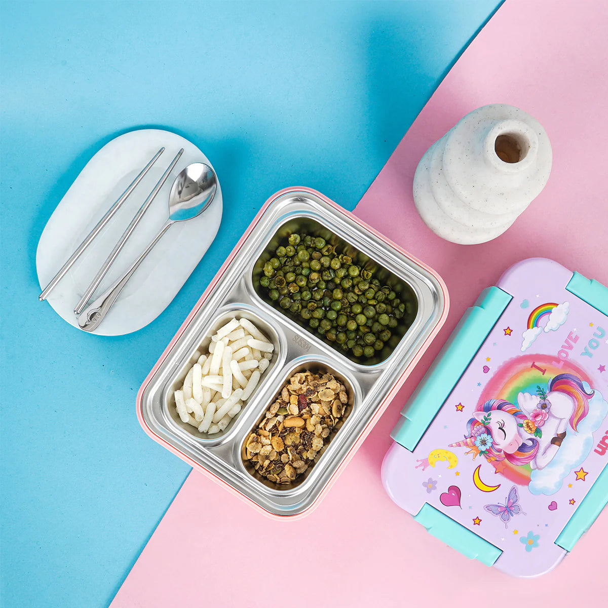 Buy Starlight 100% Spill-Proof 3 Compartment Lunch Box at MyneeMoe Online In India