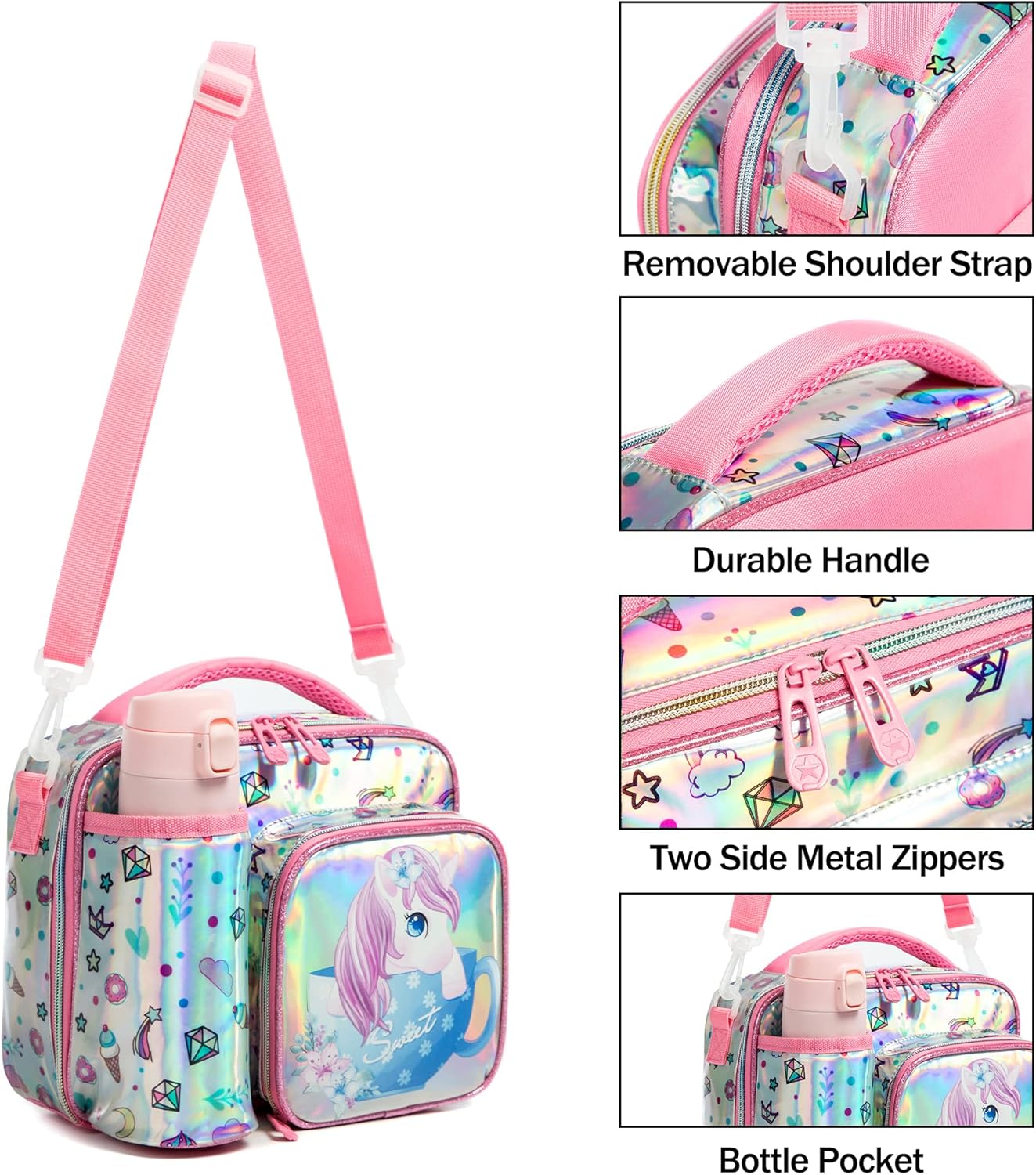 Buy Foodie Friend Insulated Lunch Bag: Perfect for School & Travel (Luminous Unicorn) at MyneeMoe Online In India