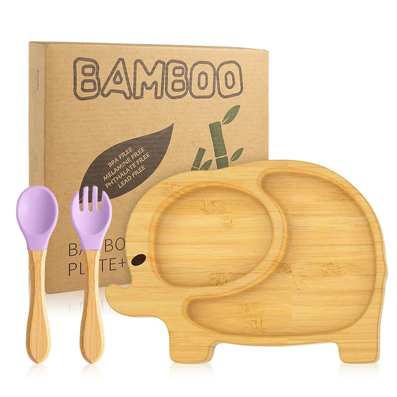 Buy Ellie Bamboo Suction Plate & Utensils Set – Perfect for Baby Weaning Lavender at Myneemoe Online In India