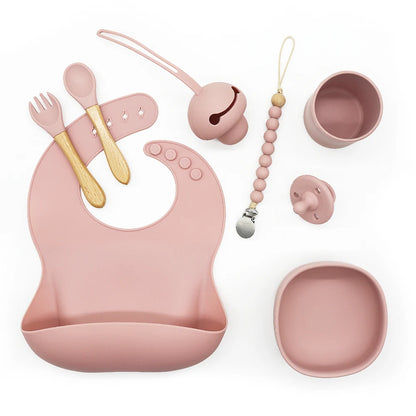 Buy Silicone Suction Feeding Set with Pacifier Dark Pink at Myneemoe Online In India