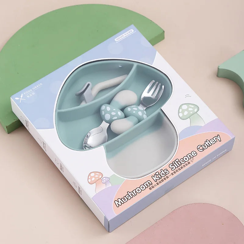 Buy Charming Mushroom Baby Suction Feeding Set Mint Green at Myneemoe Online In India