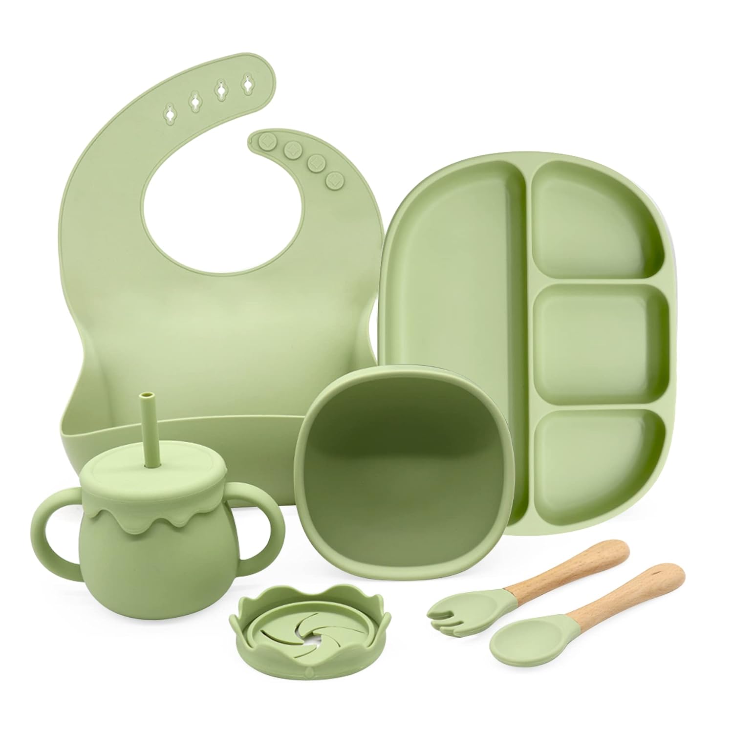 Buy PulseShade Silicone Suction Feeding Set – Safe & Convenient for Baby Mealtimes Olive at Myneemoe Online In India