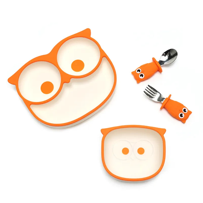 Buy 'Cartoon Owl' Suction Feeding Set at Myneemoe Online In India