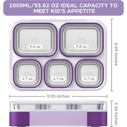 Buy Meal Station 5 Compartment Stainless Steel Bento Lunch Box with Bag at Myneemoe Online In India