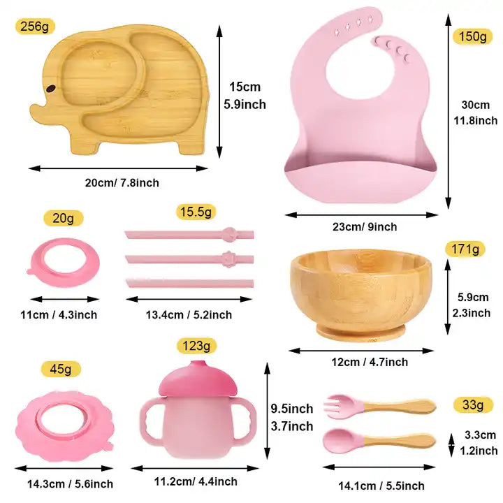 Buy MyneeMoe Ellie Baby Dining Set – Bamboo Suction Feeding Essentials for Toddlers - Baby Feeding Set at MyneeMoe Online In India