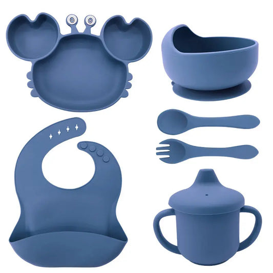 Buy CRAB Silicone Suction Feeding Set Navy Blue at Myneemoe Online In India