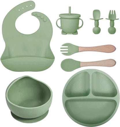 Buy Circular Silicone Suction Feeding Set – BPA-Free & Easy Clean for Weaning Green at Myneemoe Online In India