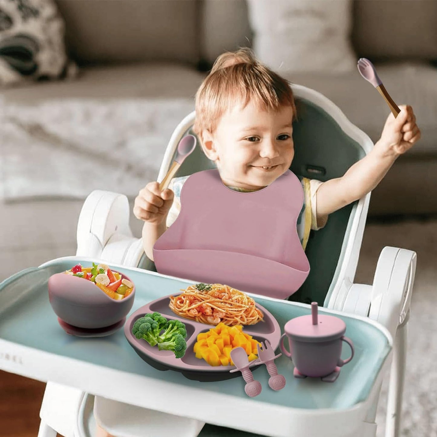 Buy Circular Silicone Suction Feeding Set – BPA-Free & Easy Clean for Weaning at Myneemoe Online In India