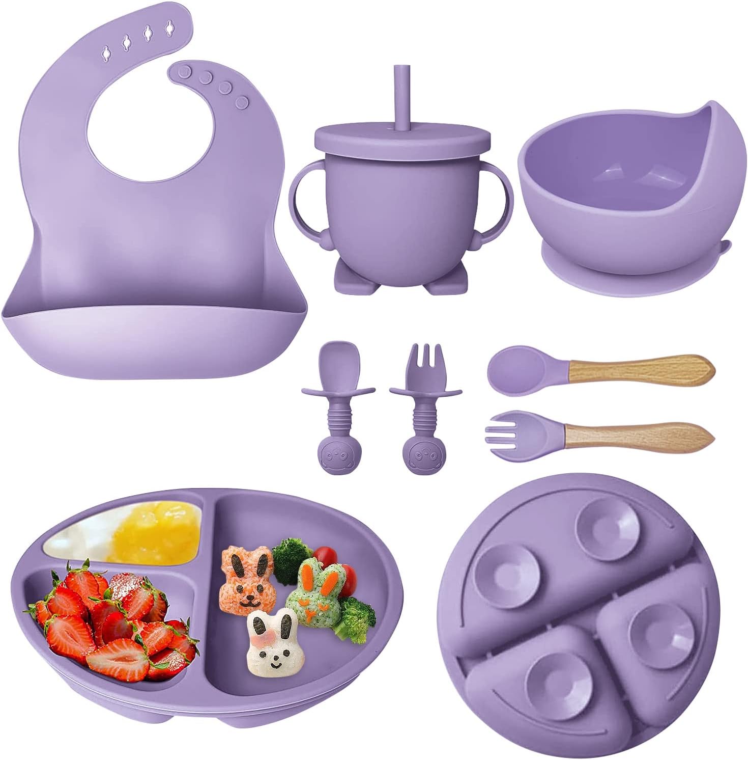 Buy Circular Silicone Suction Feeding Set – BPA-Free & Easy Clean for Weaning Deep Purple at Myneemoe Online In India