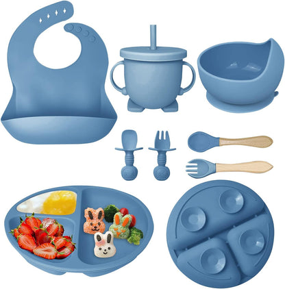 Buy Circular Silicone Suction Feeding Set – BPA-Free & Easy Clean for Weaning Navy Blue at Myneemoe Online In India