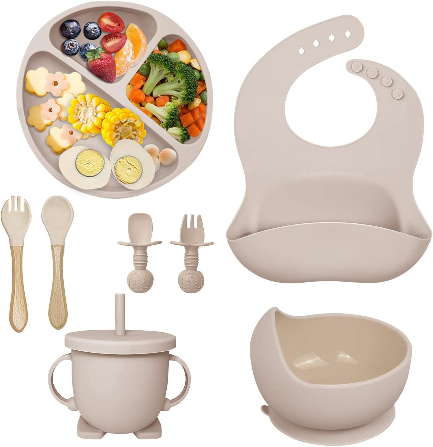 Buy Circular Silicone Suction Feeding Set – BPA-Free & Easy Clean for Weaning Off-White at Myneemoe Online In India