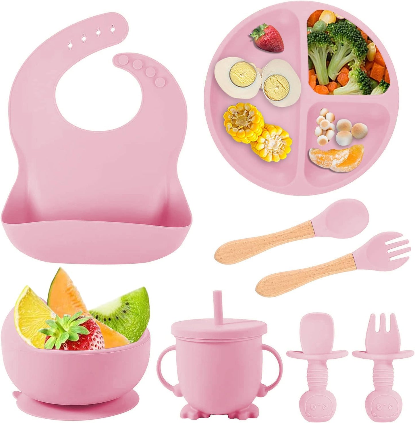 Buy Circular Silicone Suction Feeding Set – BPA-Free & Easy Clean for Weaning Pink at Myneemoe Online In India