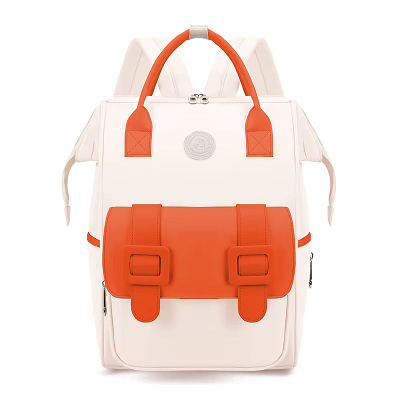 Buy MomJourney Multi-functional Diaper Backpack - Fashionable Baby Care Companion White & Orange at MyneeMoe Online In India