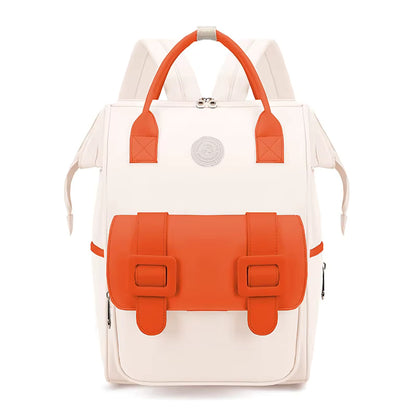 Buy MomJourney Multi-functional Diaper Backpack - Fashionable Baby Care Companion White & Orange at MyneeMoe Online In India