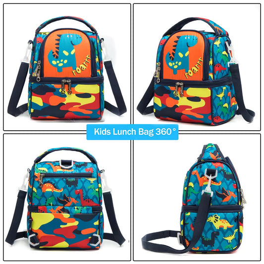 Buy FrescoPack Insulated Lunch Bag – Double Compartments | Waterproof & Stylish (Dino) Dino at MyneeMoe Online In India