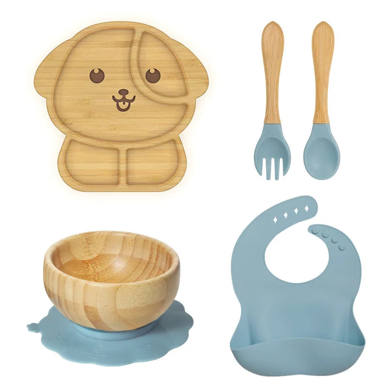 Buy Woofie Silicone Feeding Set – Secure Suction Plates & BPA-Free Baby Utensils Blue at Myneemoe Online In India