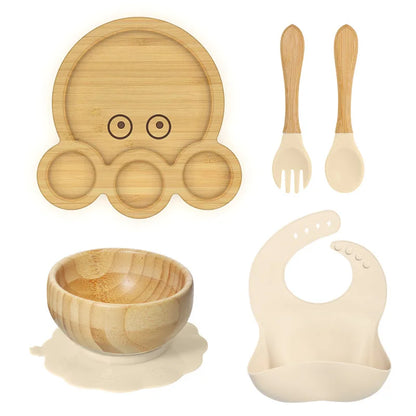 Buy Octopus Silicone Suction Feeding Set – Safe & Perfect for Baby-Led Weaning Beige at Myneemoe Online In India