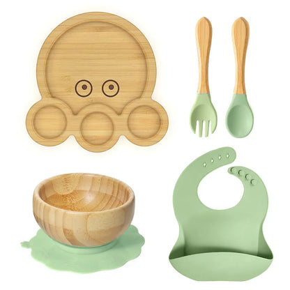 Buy Octopus Silicone Suction Feeding Set – Safe & Perfect for Baby-Led Weaning Green at Myneemoe Online In India