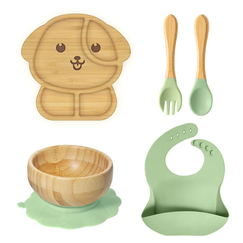 Buy Woofie Silicone Feeding Set – Secure Suction Plates & BPA-Free Baby Utensils Green at Myneemoe Online In India