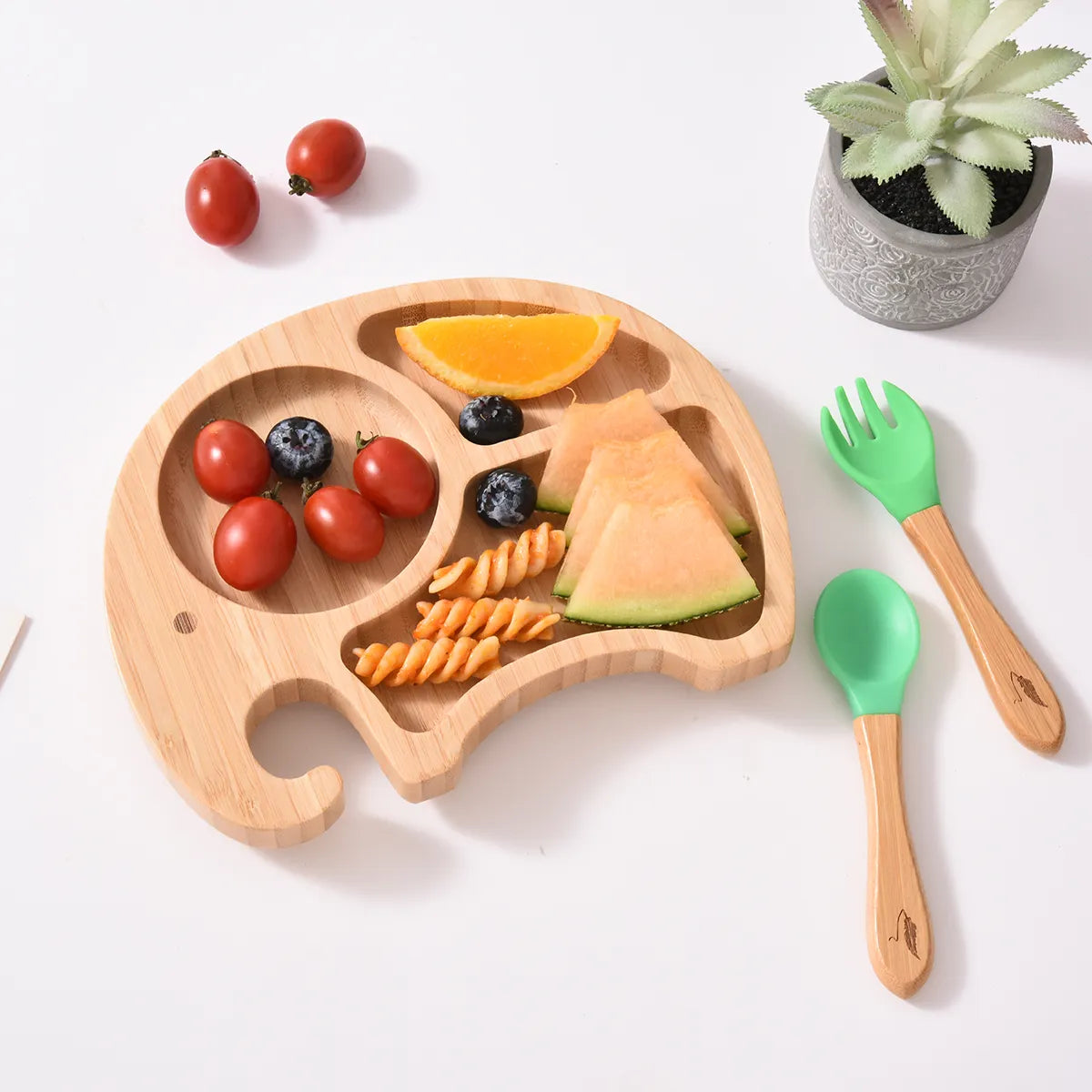 ELLIE Bamboo Suction Plate + Cutlery – Myneemoe