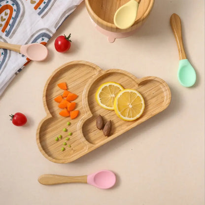 Buy Cloudball Bamboo Suction Plate & Cutlery Set – Safe, Sustainable Baby Essentials at Myneemoe Online In India