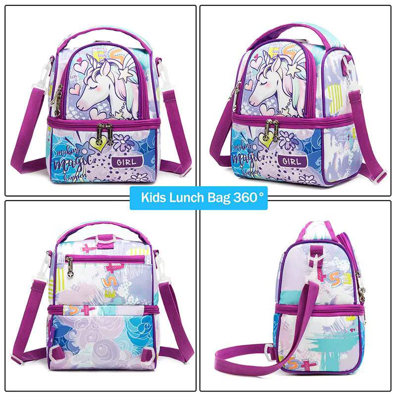 Buy FrescoPack Insulated Lunch Bag – Double Compartments | Waterproof & Stylish (Unicorn, Purple) at MyneeMoe Online In India