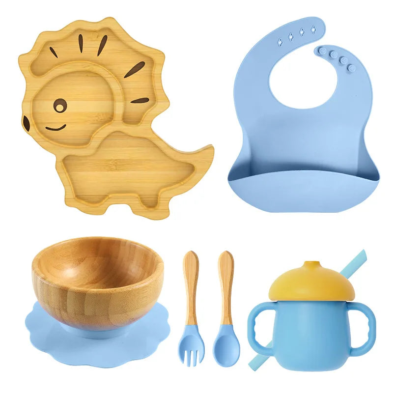 Buy MyneeMoe Leo Baby Feeding Set – Sustainable & Fun Essentials for Mess-Free Mealtimes Blue - at MyneeMoe Online In India