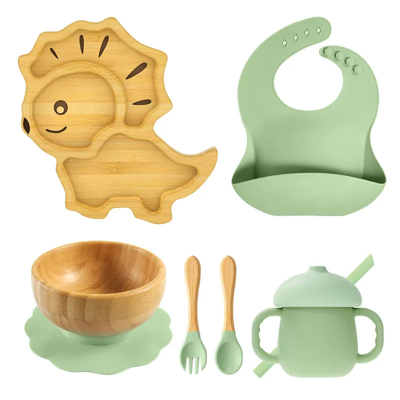 Buy MyneeMoe Leo Baby Feeding Set – Sustainable & Fun Essentials for Mess-Free Mealtimes Green - at MyneeMoe Online In India