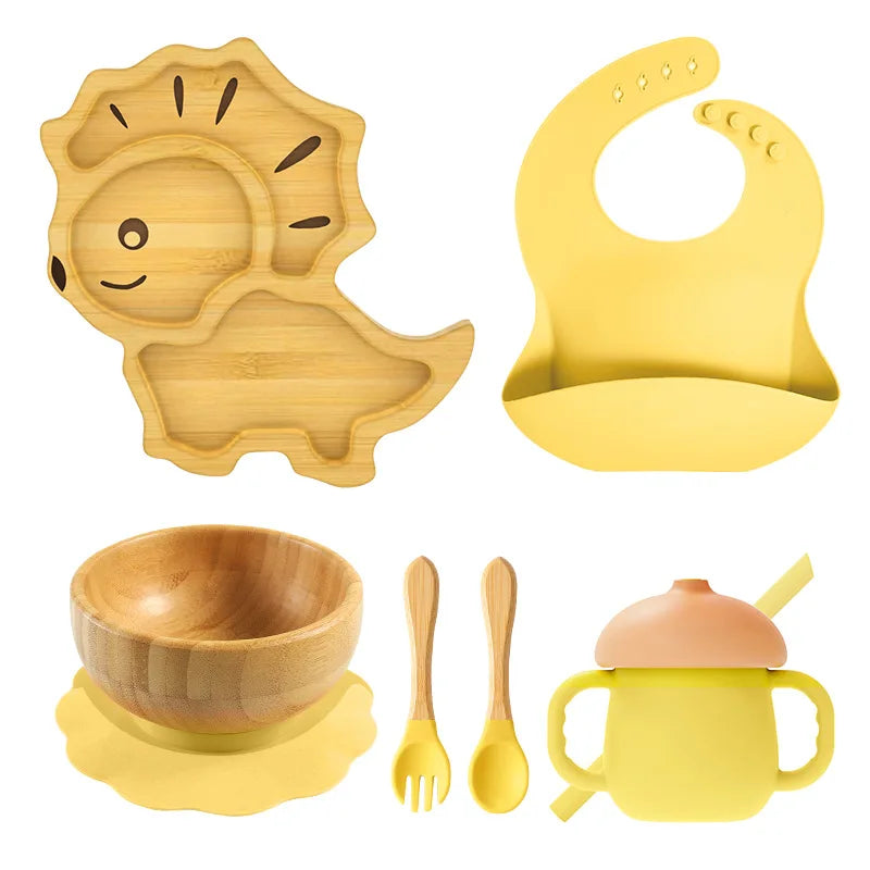Buy MyneeMoe Leo Baby Feeding Set – Sustainable & Fun Essentials for Mess-Free Mealtimes Yellow - at MyneeMoe Online In India