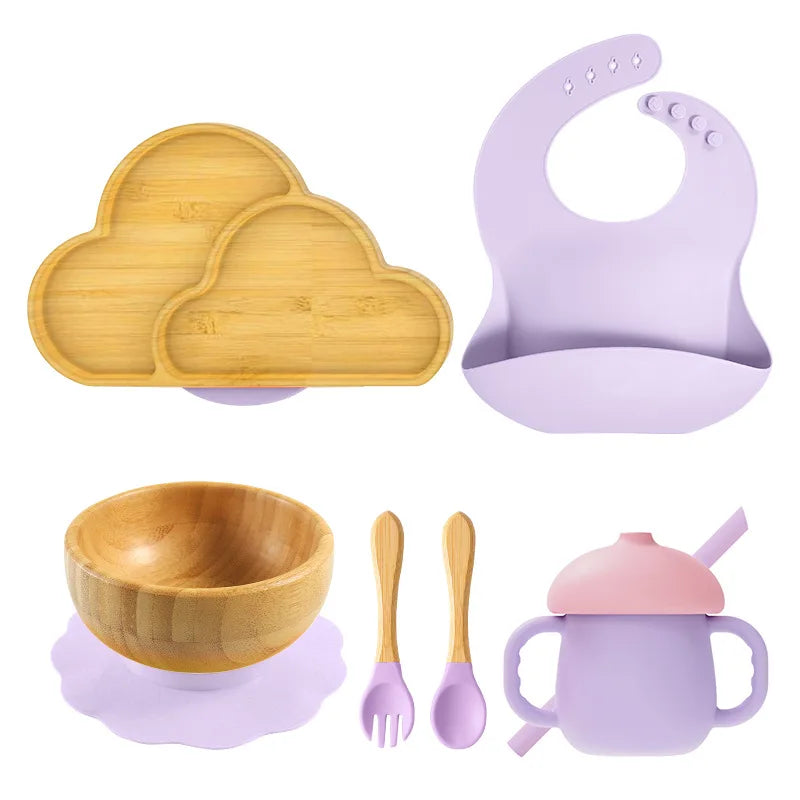 Buy MyneeMoe Cloudball Eco-Friendly Baby Dining Set – Sustainable Essentials for Mealtime Lavender - Baby Feeding Set at MyneeMoe Online In India