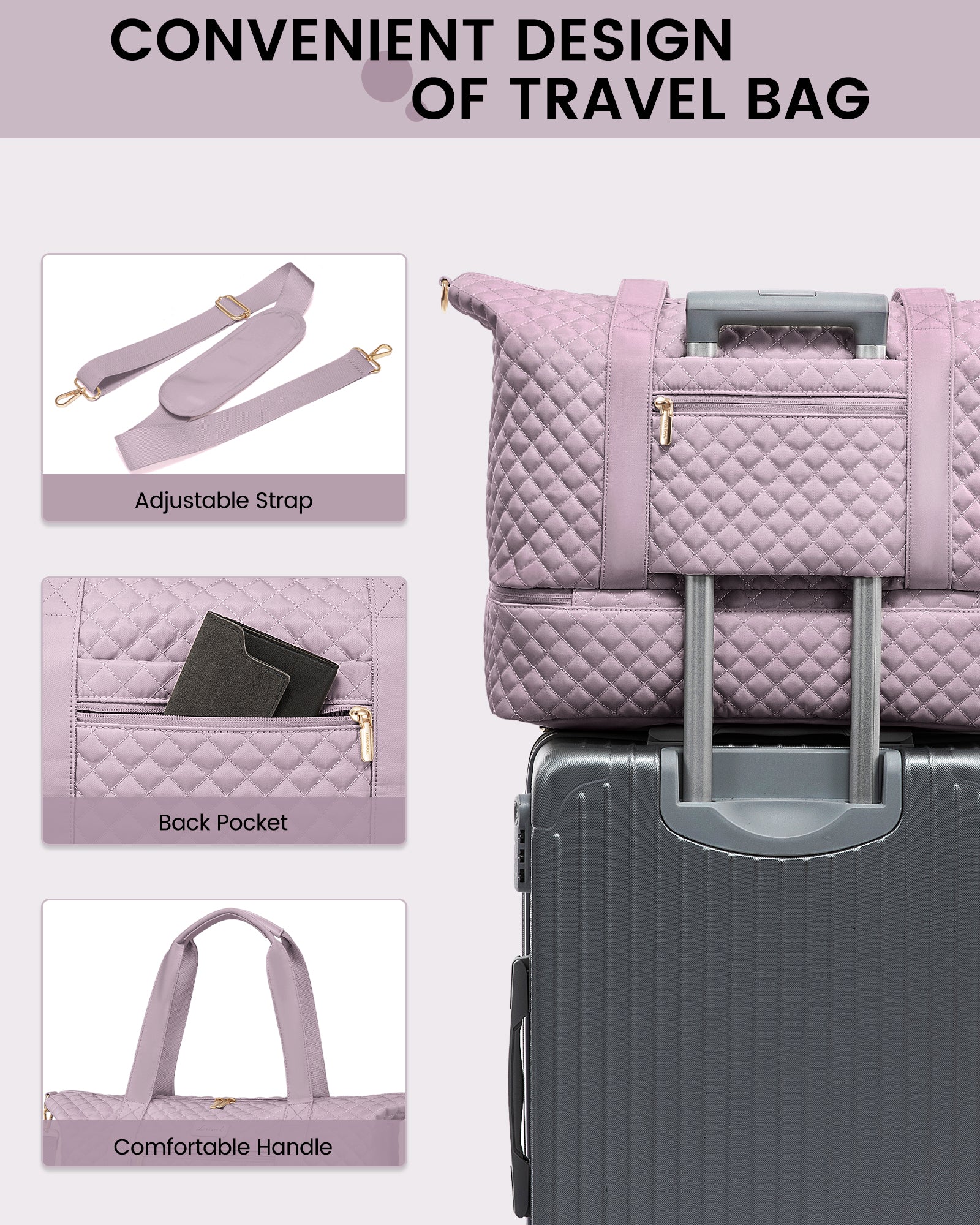 Buy MyneeMoe Lovevook Multipurpose 3-Piece Lavender Travel Set for Weekend & Overnight Trips - Travel & Tote Bags at MyneeMoe Online In India