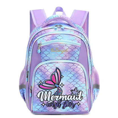 Buy Magical Mermaid & Unicorn Print School Bag - Waterproof & Spacious Backpack for Kids Lilac-Mermaid at MyneeMoe Online In India