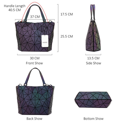 Buy Lovevook Women's Luminous Geometric Handbag Set - 3-Piece Tote, Crossbody & Wallet at MyneeMoe Online In India