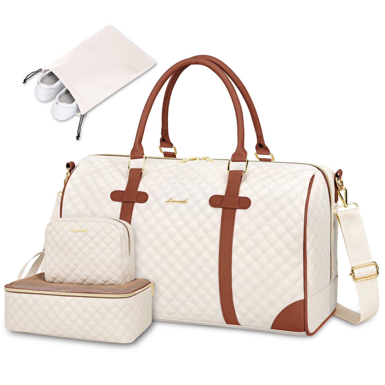 Buy Lovevook All-in-One 3-Piece Travel Set for Weekend Escapes Beige & Brown at MyneeMoe Online In India