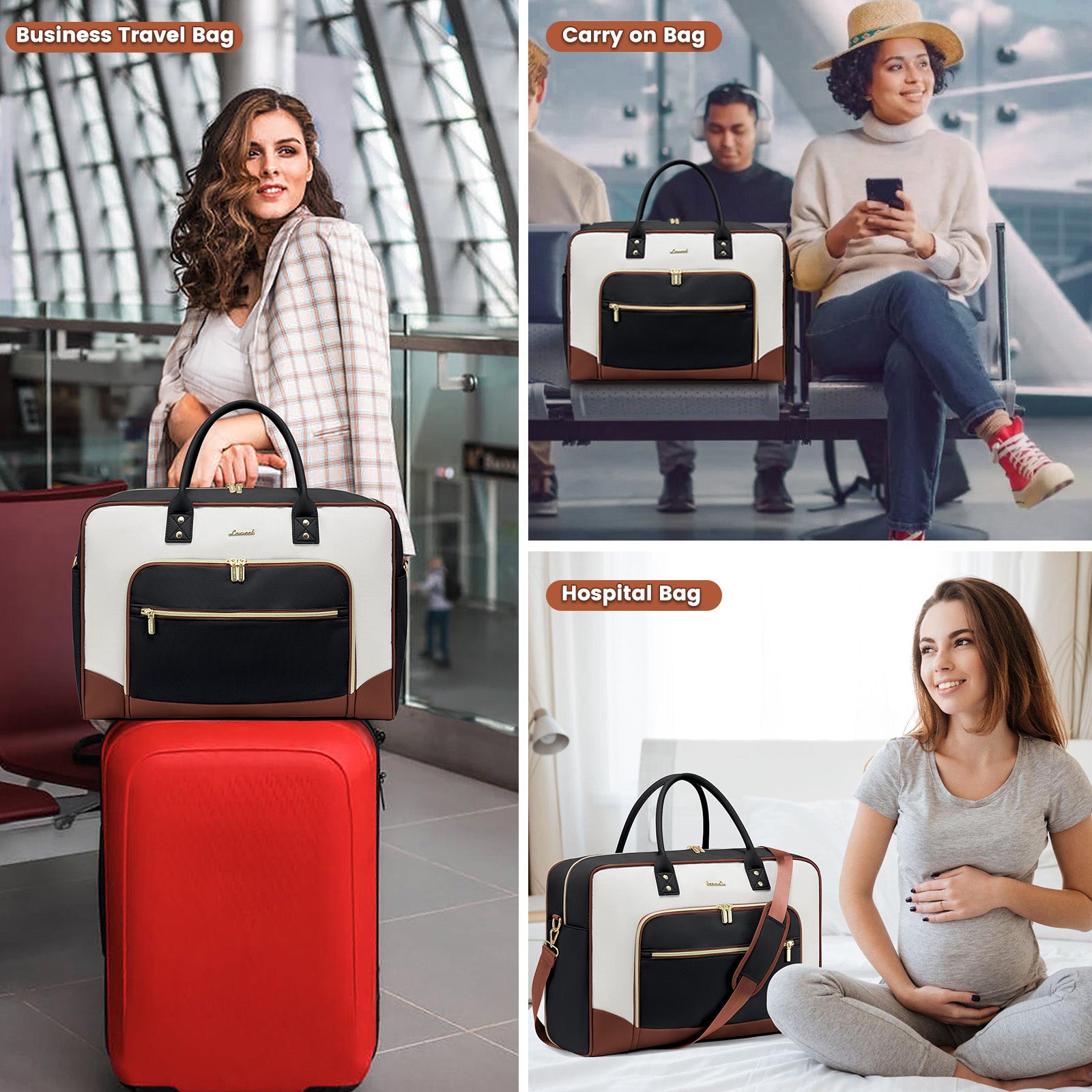 Buy MyneeMoe Lovevook 4-Piece Travel Set Beige & Black: Duffel, Shoe Bag, Toiletry Case & Packing Cube - Travel & Tote Bags at MyneeMoe Online In India