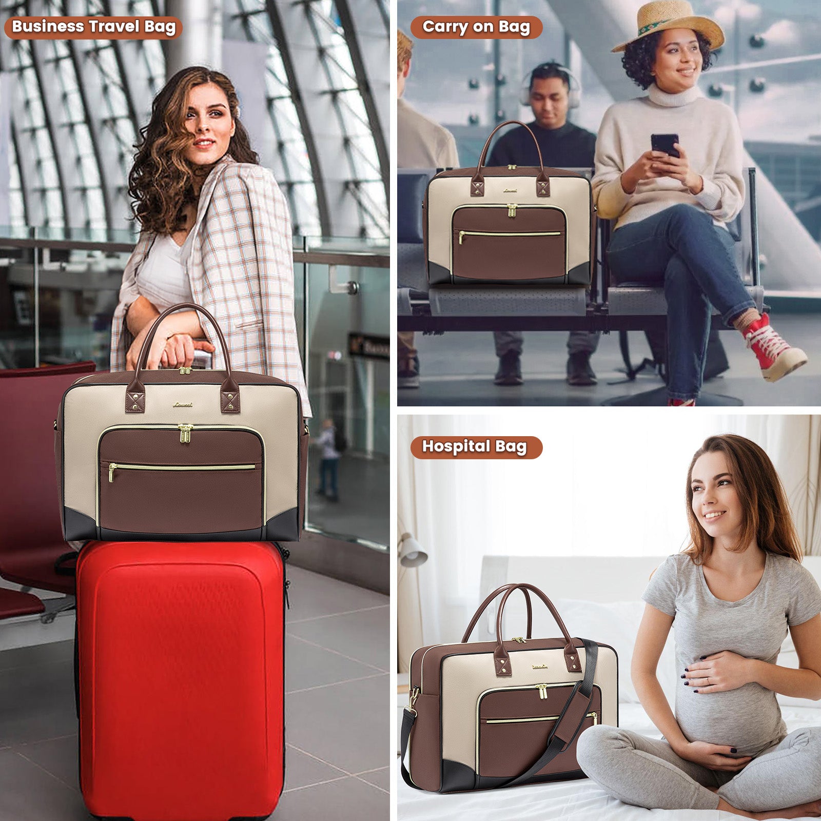 Buy MyneeMoe Lovevook 4-Piece Travel Set Apricot & Brown: Duffel, Shoe Bag, Toiletry Case & Packing Cube - Travel & Tote Bags at MyneeMoe Online In India