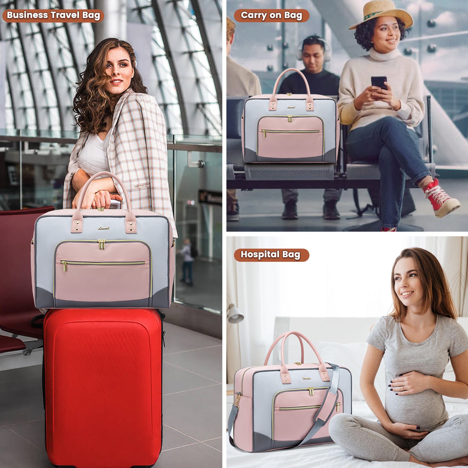Buy MyneeMoe Lovevook 4-Piece Travel Set Gray & Pink: Duffel, Shoe Bag, Toiletry Case & Packing Cube - Travel & Tote Bags at MyneeMoe Online In India