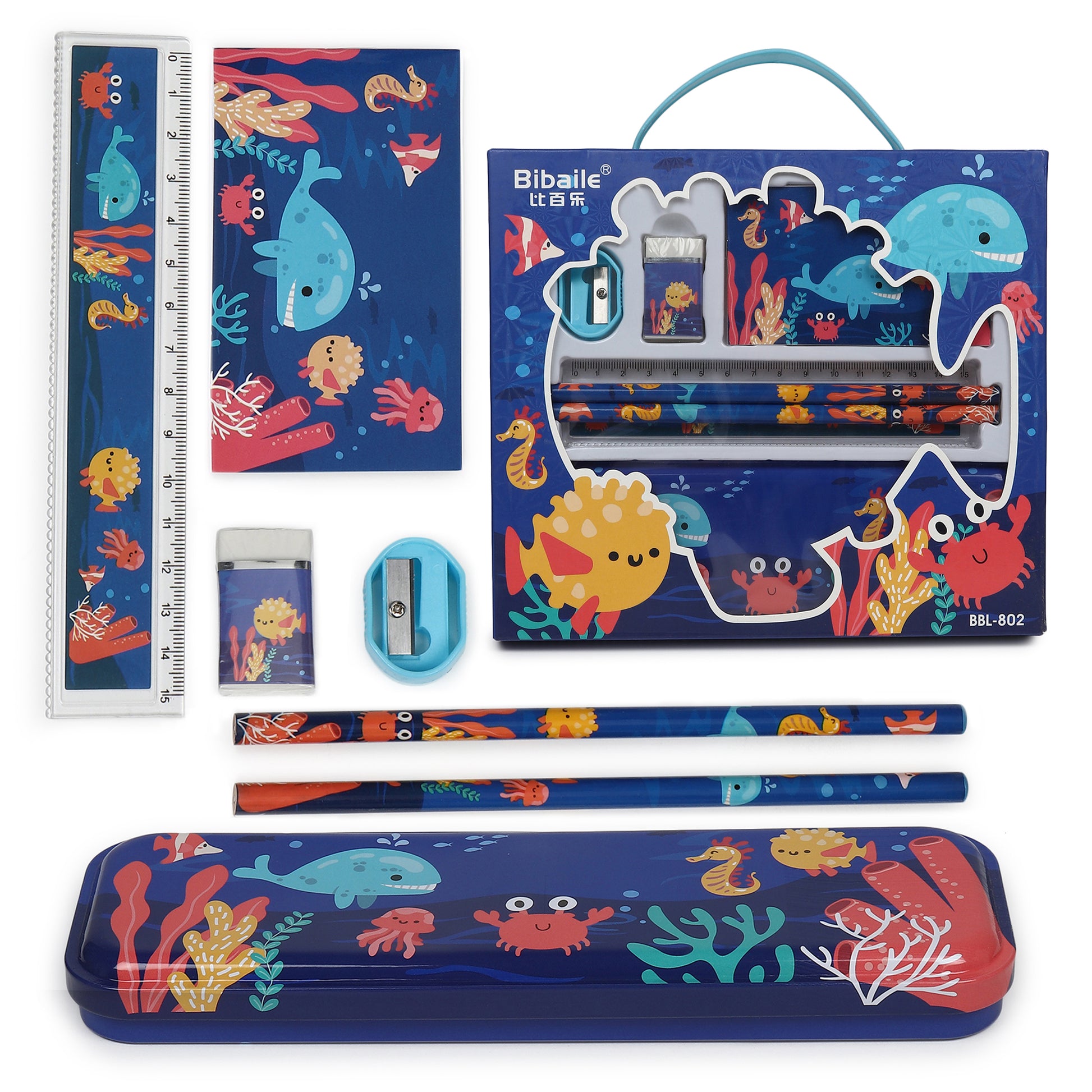 Buy Cute Little "AQUA LIFE" Theme Stationery Set (Pack Of 1) at MyneeMoe Online In India