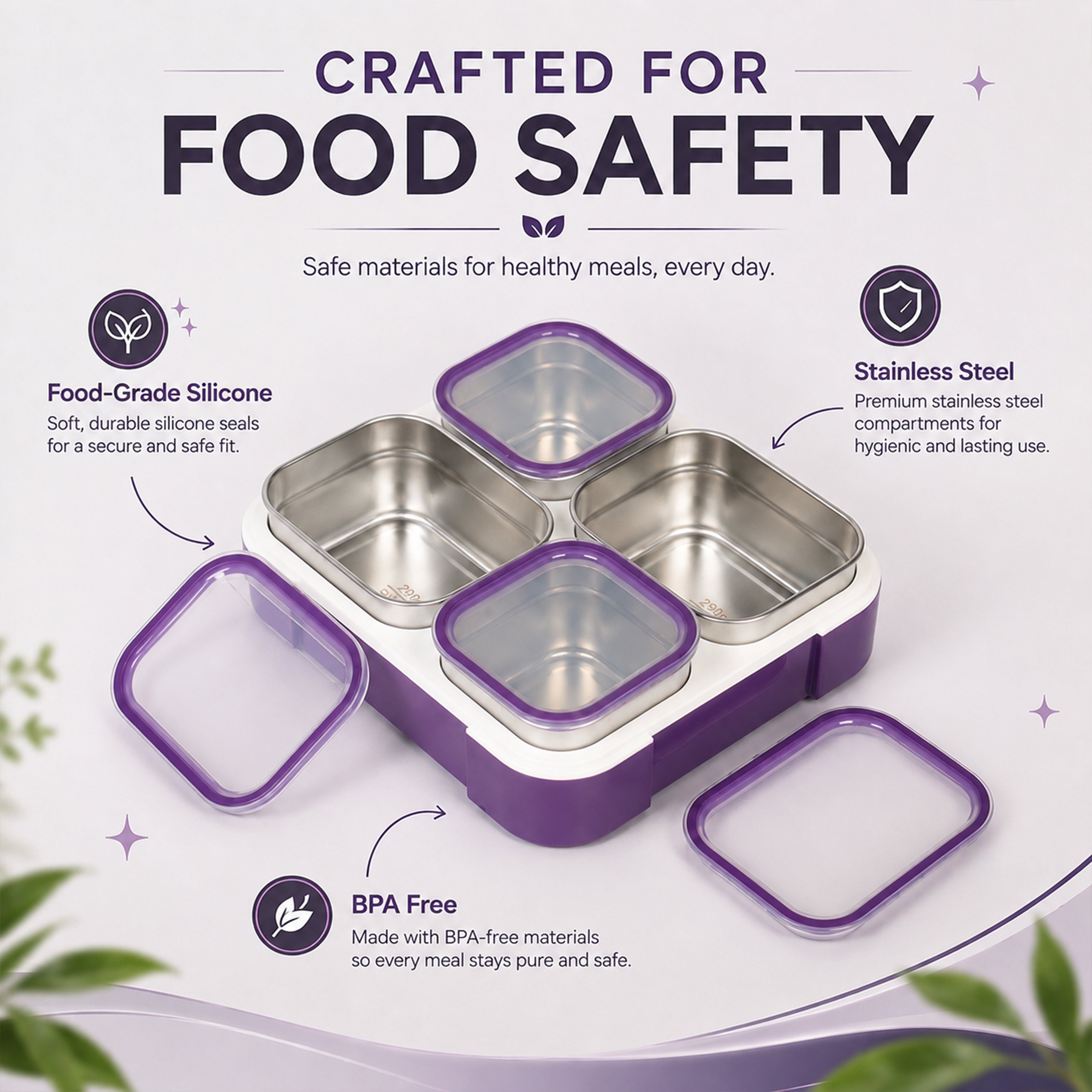 Buy MyneeMoe Meal Station 4 Compartment Stainless Steel Bento Lunch Box with Bag - Bento Lunch Box at MyneeMoe Online In India