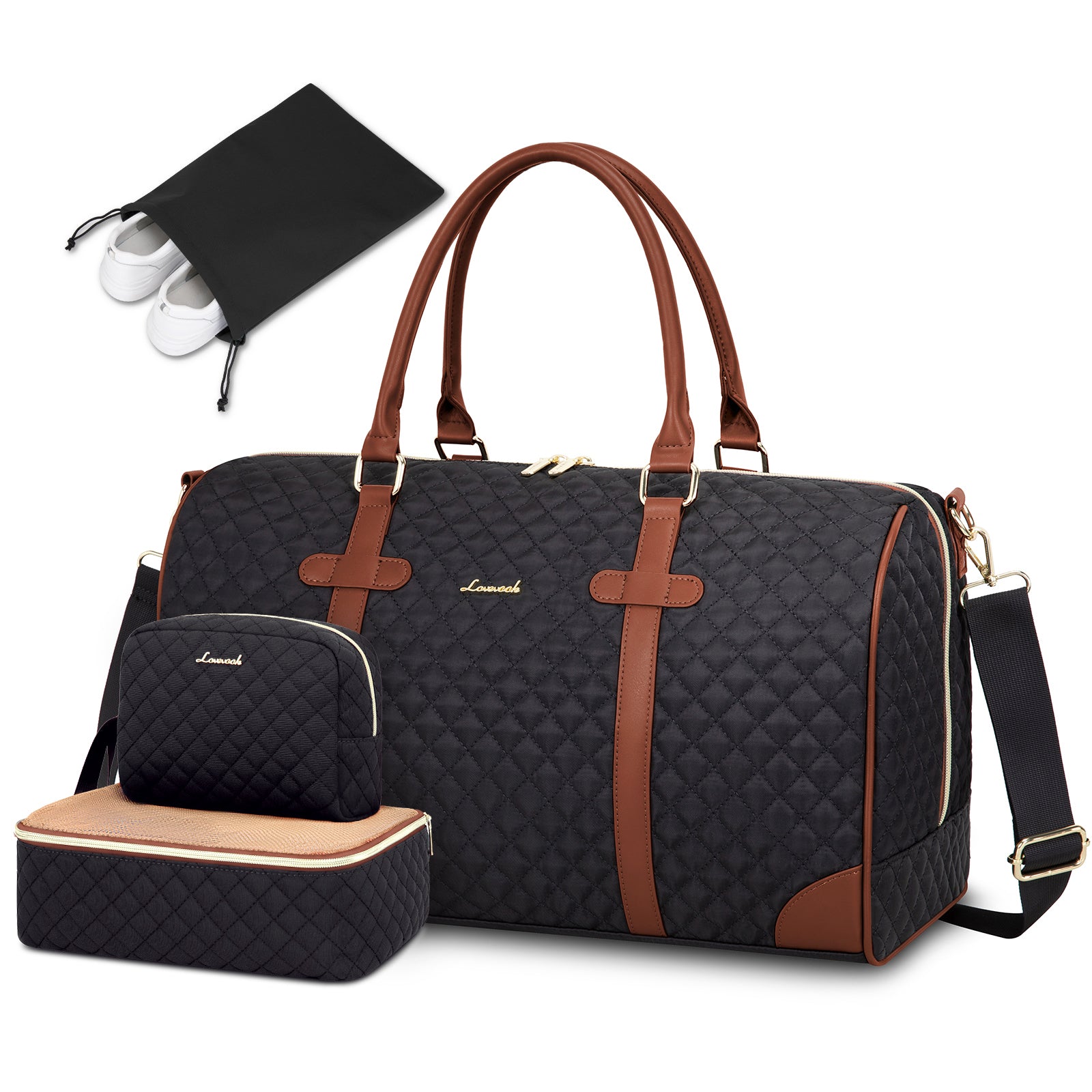 Buy MyneeMoe Lovevook All-in-One 3-Piece Black Travel Set for Weekend Escapes Black - Travel & Tote Bags at MyneeMoe Online In India