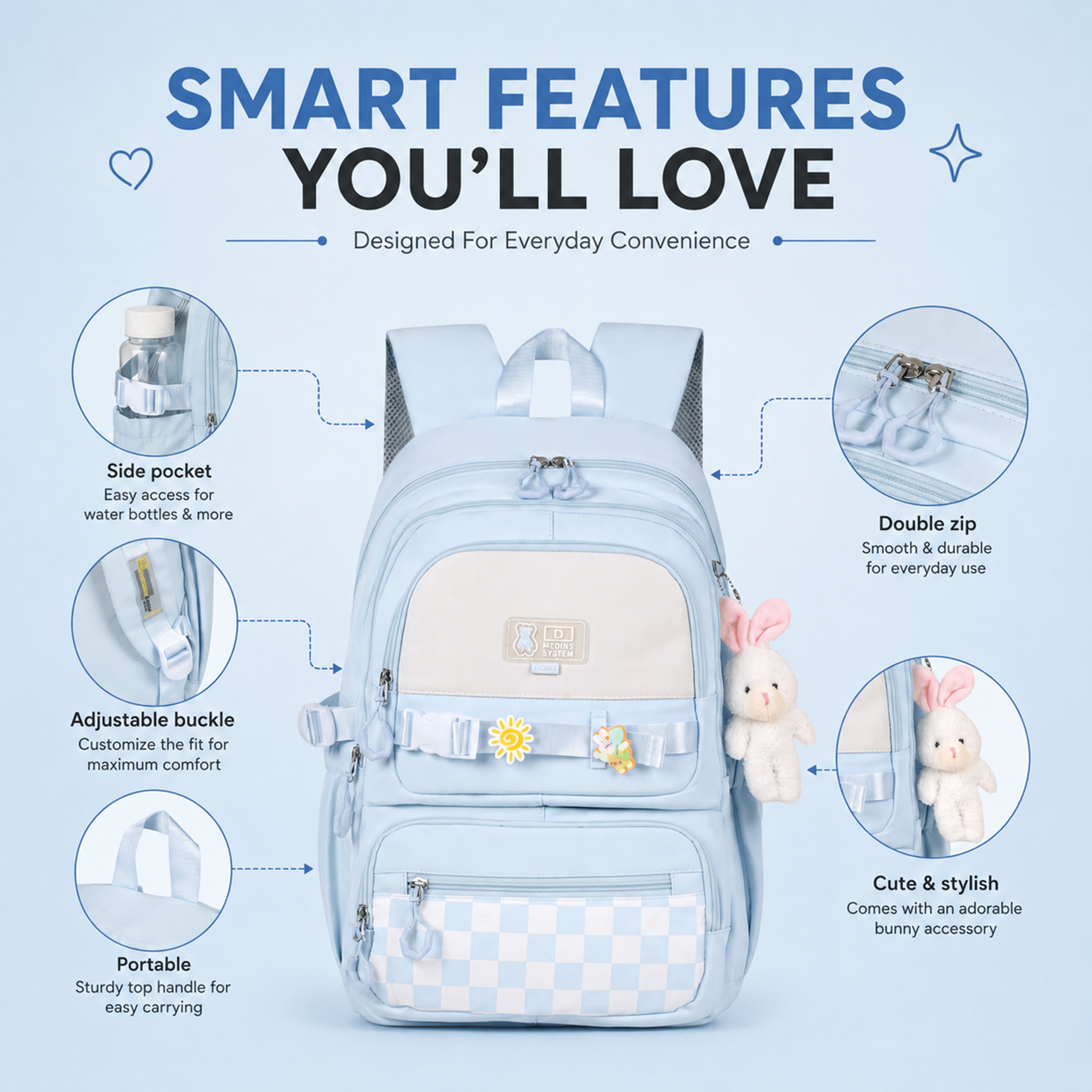 Buy MyneeMoe Sweet Pastel Girls Backpack – Durable, Stylish & Spacious School Bag (Age 9-15Y) - School Bag at MyneeMoe Online In India