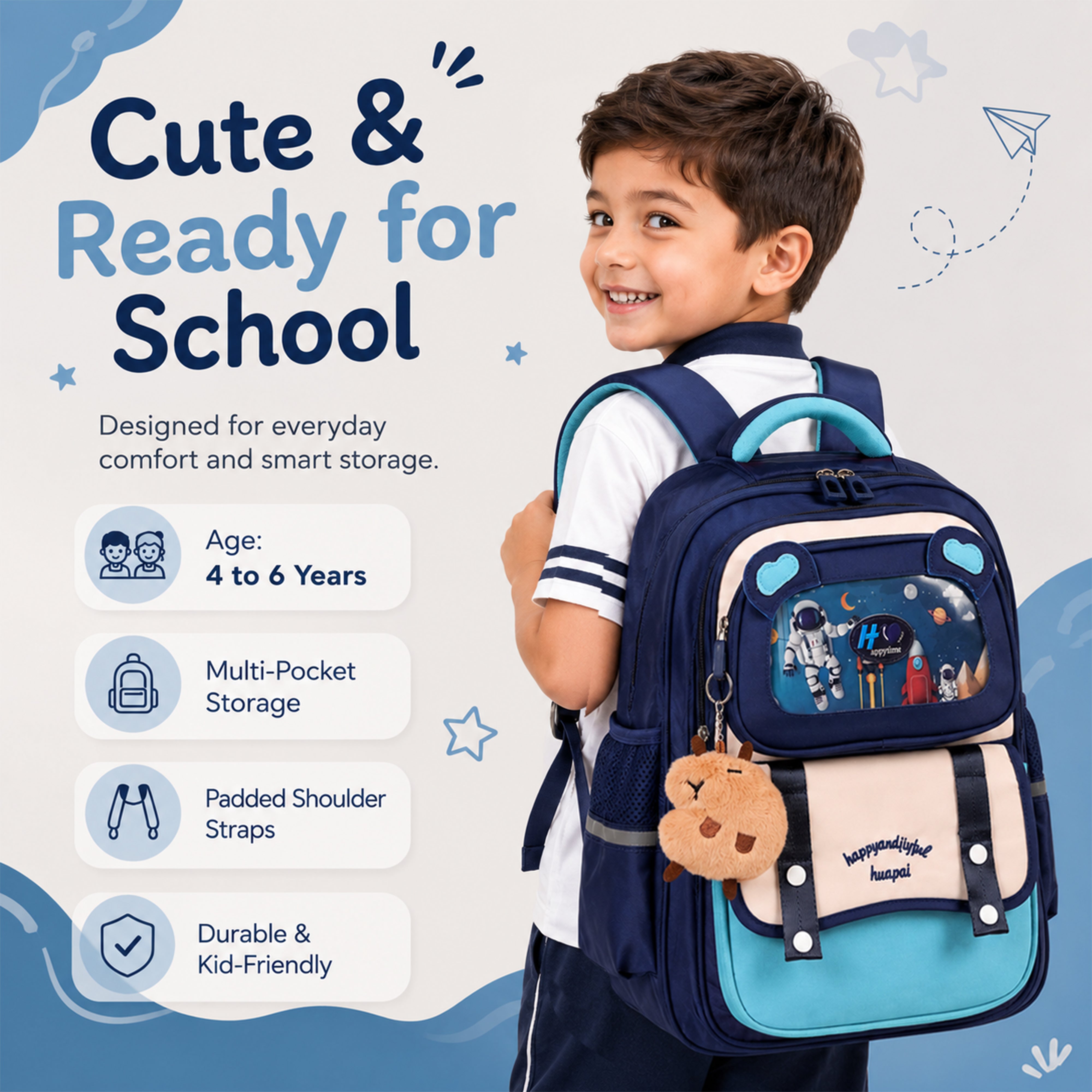 Buy MyneeMoe Explorer Kids School Backpack – Water-Resistant & Spacious School Bag (Age 4–6Y) - School Bag at MyneeMoe Online In India